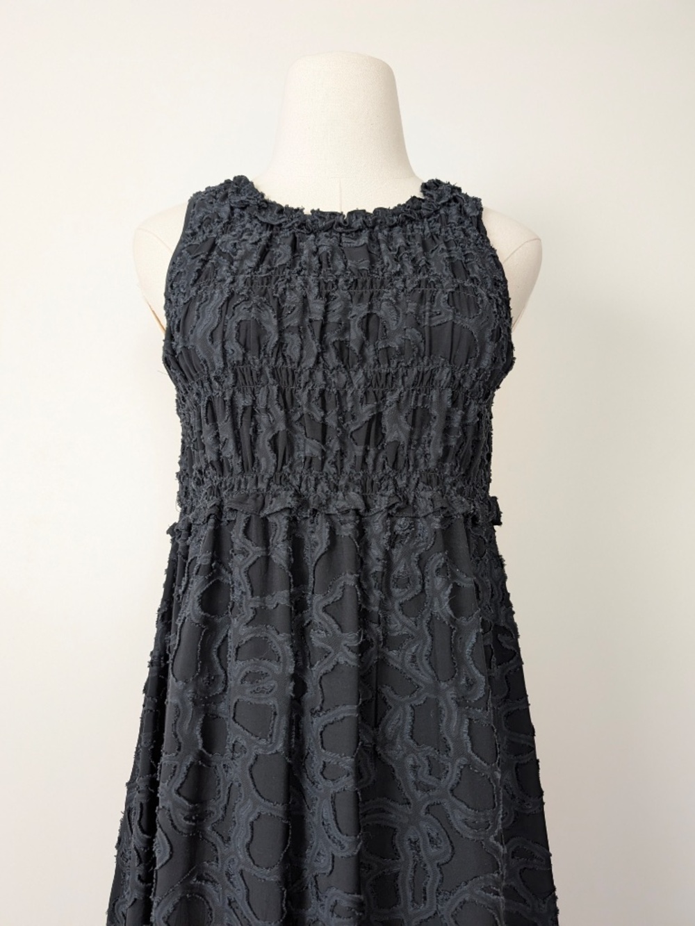 Club Monaco Black Smocked Midi Dress Formal Size XS High Neck - Picture 11 of 14